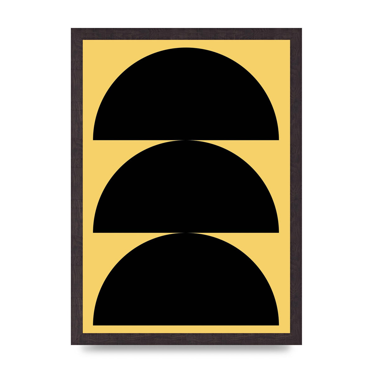 Yellow Black Disc Abstract Two Printed Poster - A3 framed
