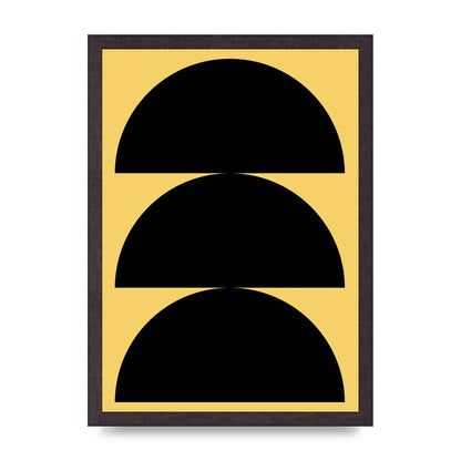 Yellow Black Disc Abstract Two Printed Poster - A3 framed