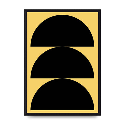 Yellow Black Disc Abstract Two Printed Poster - A3 framed