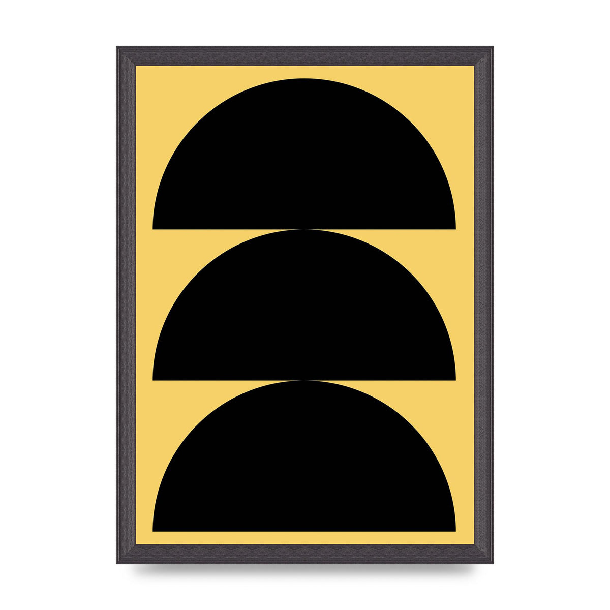 Yellow Black Disc Abstract Two Printed Poster - A3 framed