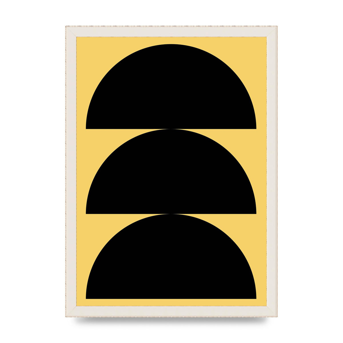 Yellow Black Disc Abstract Two Printed Poster - A3 framed