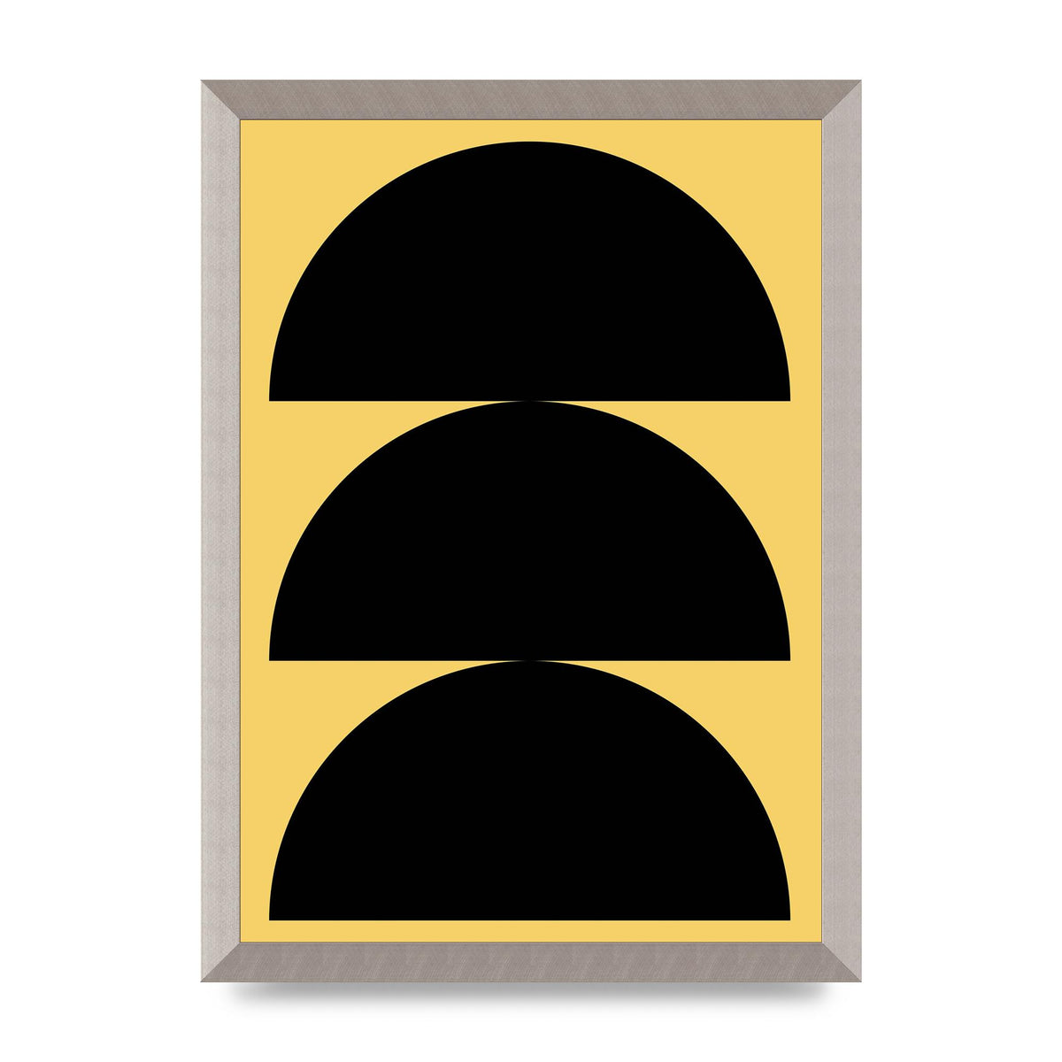 Yellow Black Disc Abstract Two Printed Poster - A3 framed