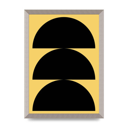 Yellow Black Disc Abstract Two Printed Poster - A3 framed