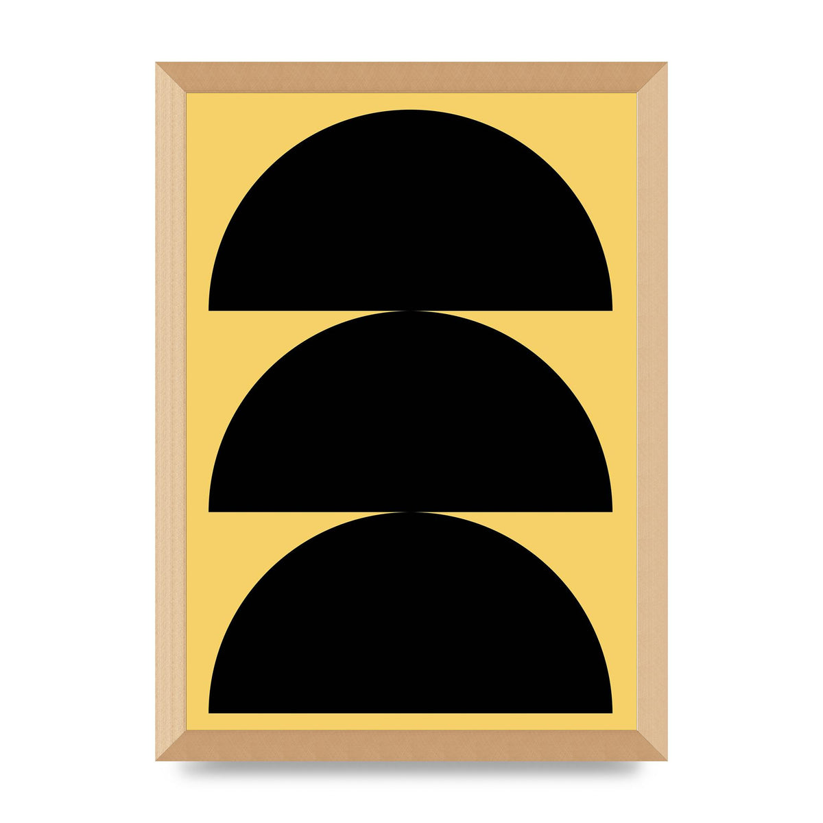 Yellow Black Disc Abstract Two Printed Poster - A3 framed