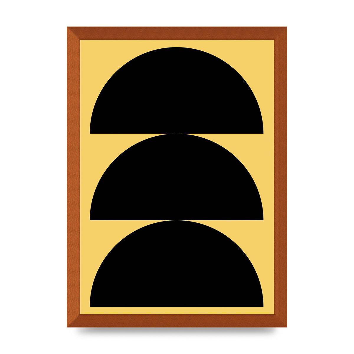 Yellow Black Disc Abstract Two Printed Poster - A3 framed