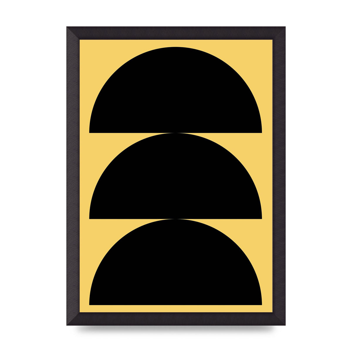 Yellow Black Disc Abstract Two Printed Poster - A3 framed