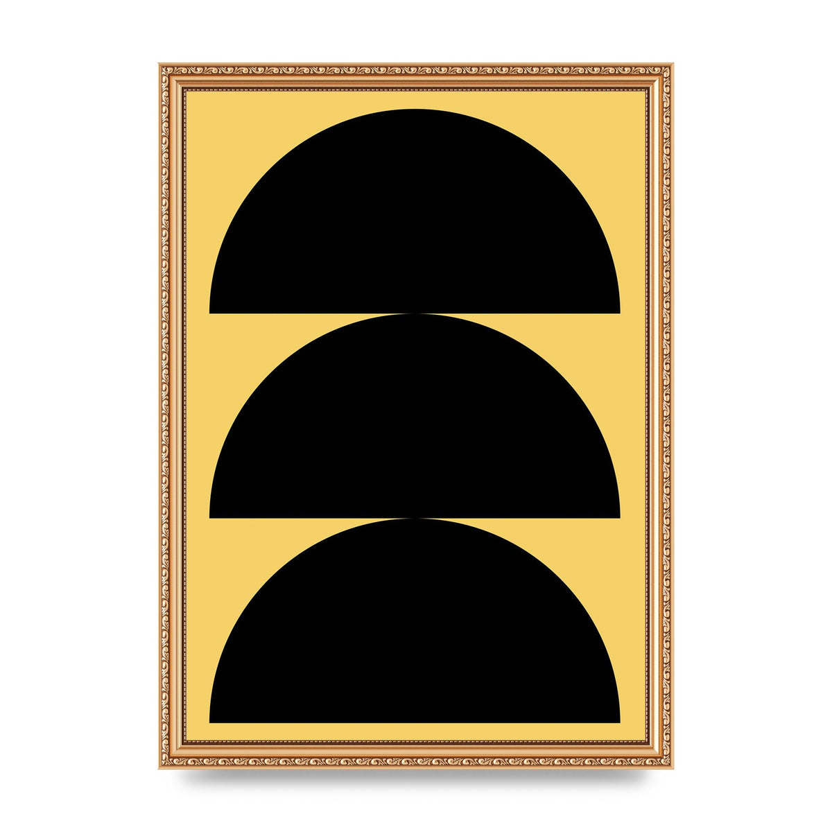 Yellow Black Disc Abstract Two Printed Poster - A3 framed