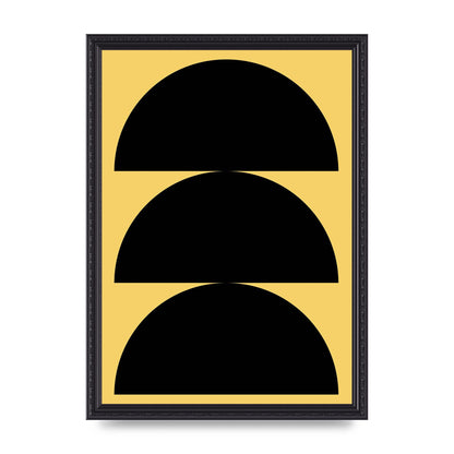 Yellow Black Disc Abstract Two Printed Poster - A3 framed