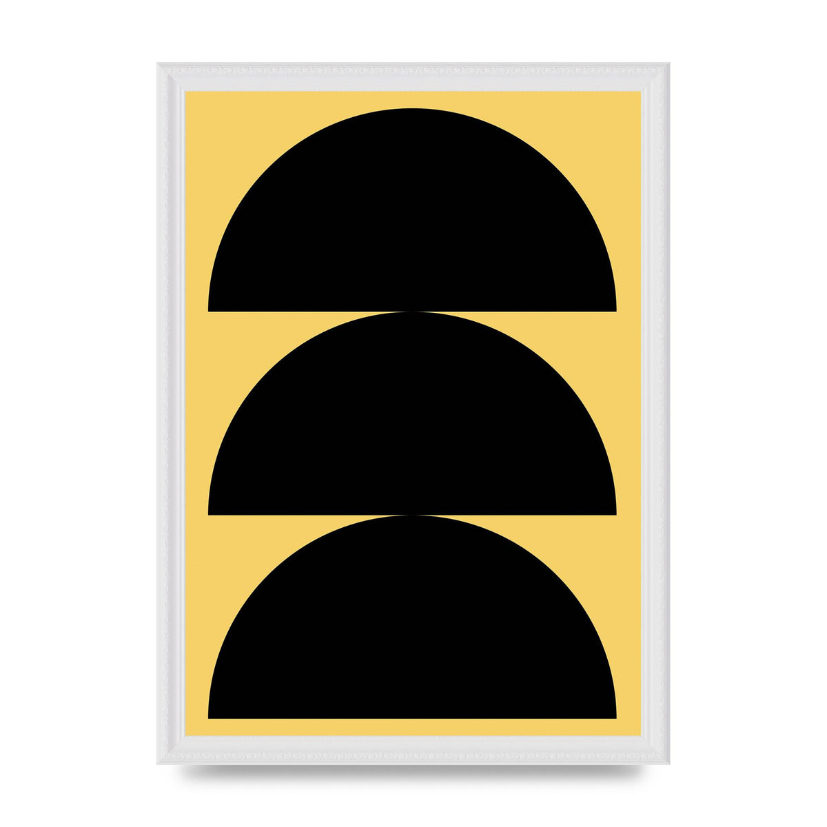 Yellow Black Disc Abstract Two Printed Poster - A3 framed