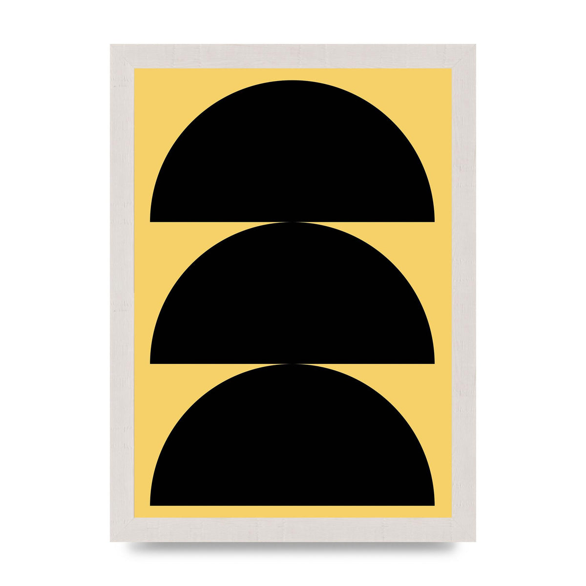 Yellow Black Disc Abstract Two Printed Poster - A4 framed