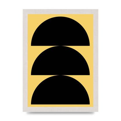 Yellow Black Disc Abstract Two Printed Poster - A4 framed
