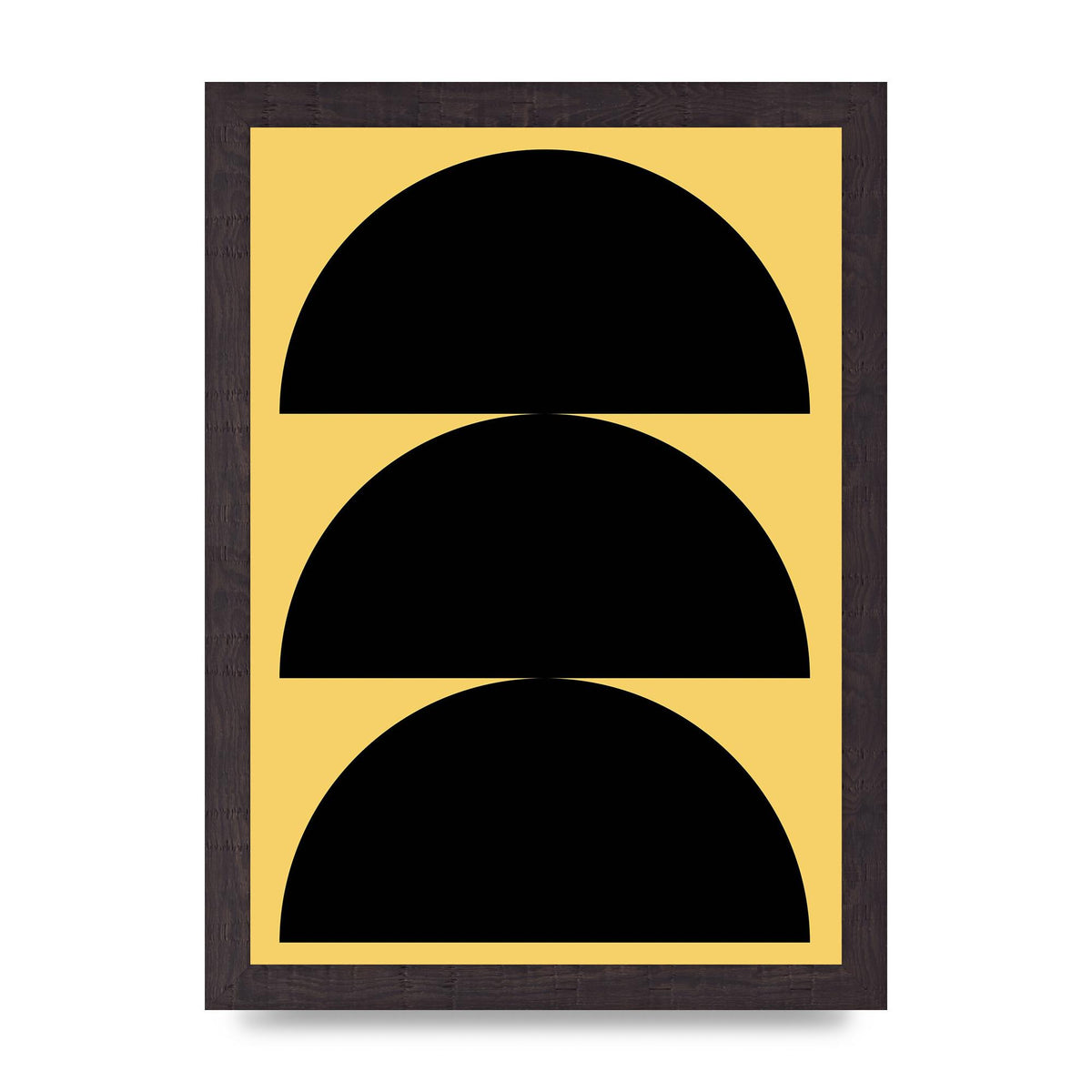 Yellow Black Disc Abstract Two Printed Poster - A4 framed