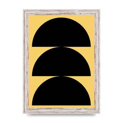 Yellow Black Disc Abstract Two Printed Poster - A4 framed