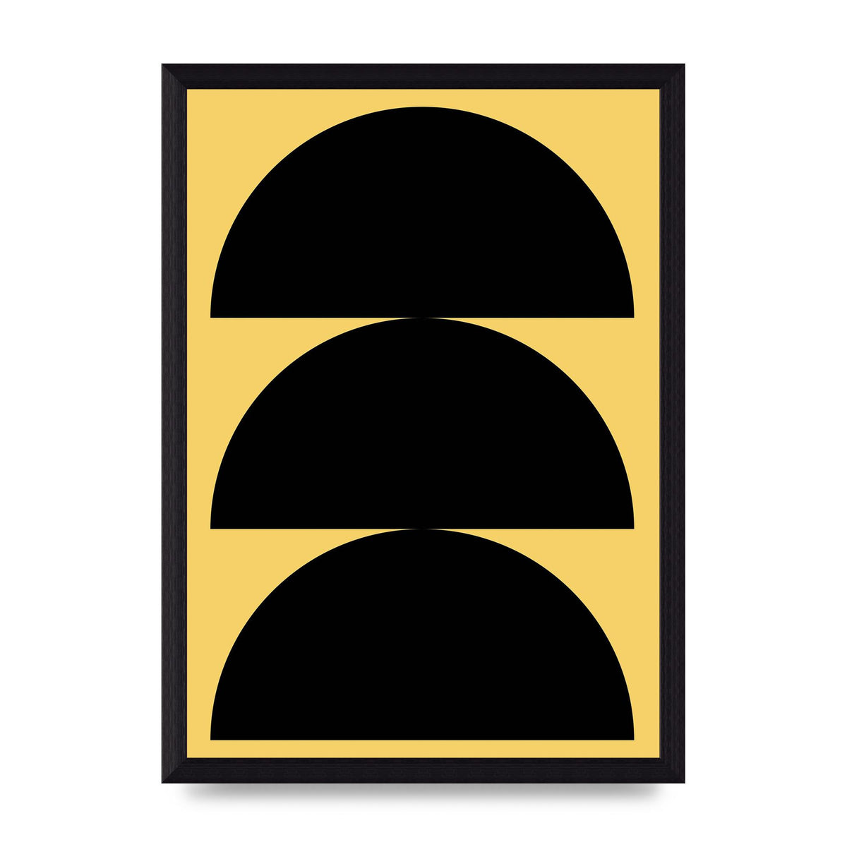 Yellow Black Disc Abstract Two Printed Poster - A4 framed