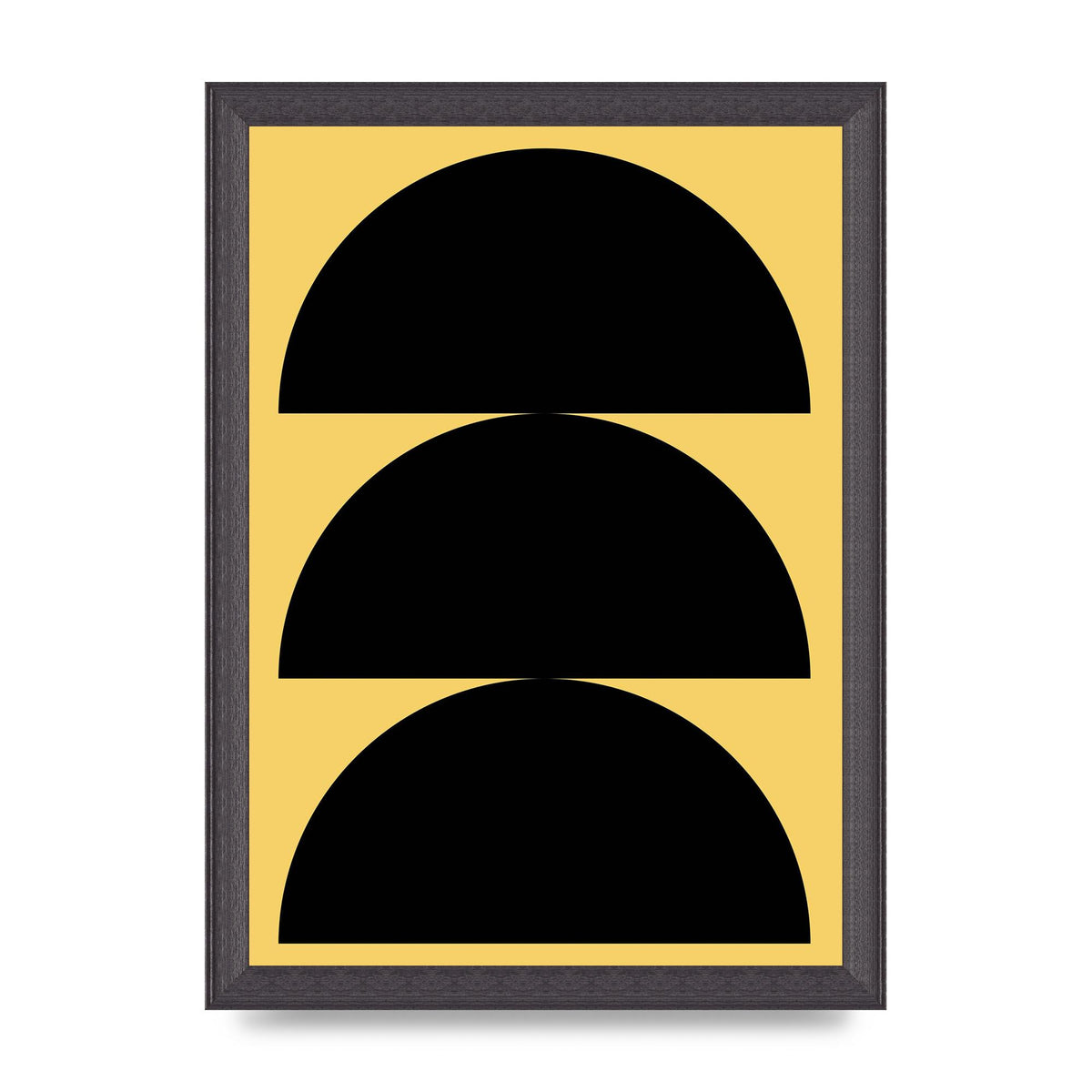 Yellow Black Disc Abstract Two Printed Poster - A4 framed