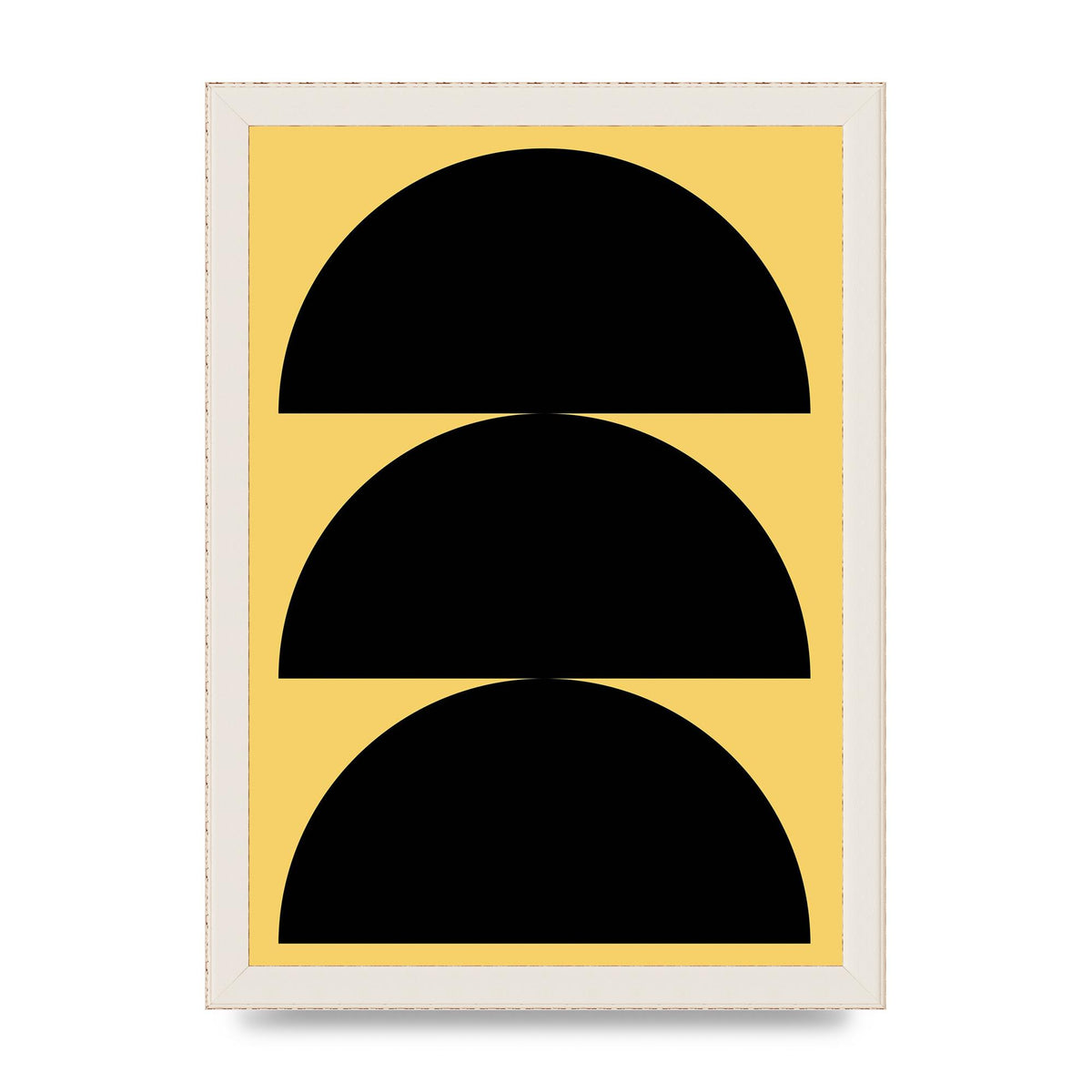 Yellow Black Disc Abstract Two Printed Poster - A4 framed
