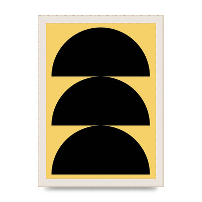 Yellow Black Disc Abstract Two Printed Poster - A4 framed