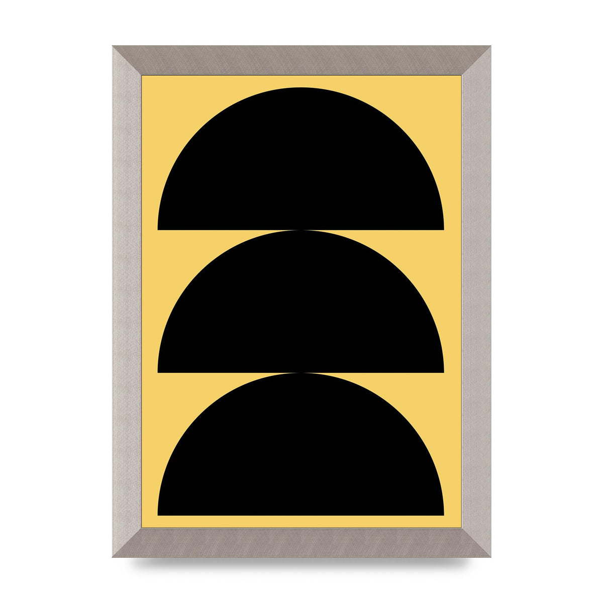 Yellow Black Disc Abstract Two Printed Poster - A4 framed