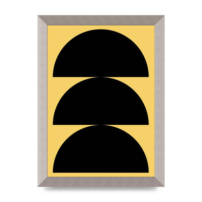 Yellow Black Disc Abstract Two Printed Poster - A4 framed