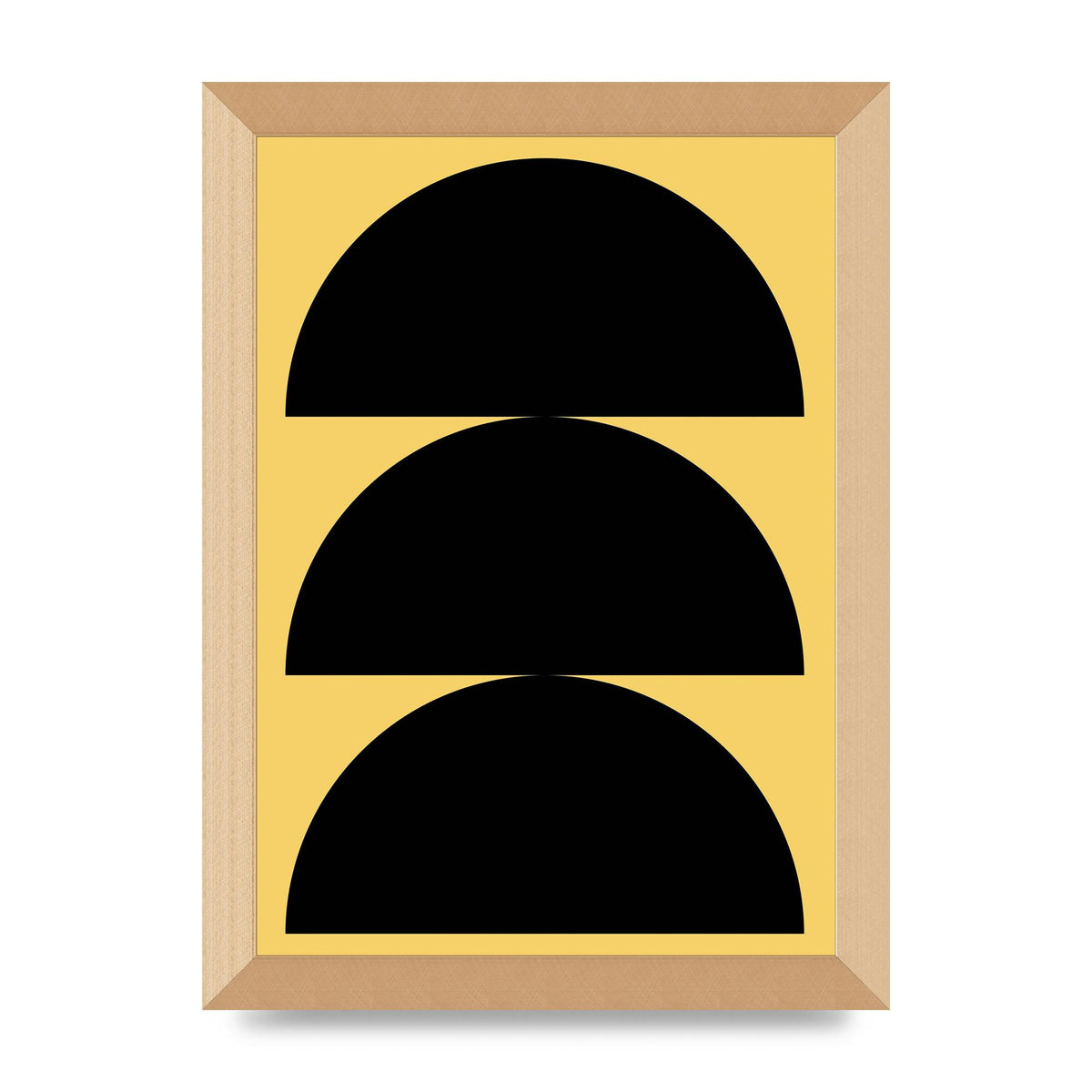 Yellow Black Disc Abstract Two Printed Poster - A4 framed