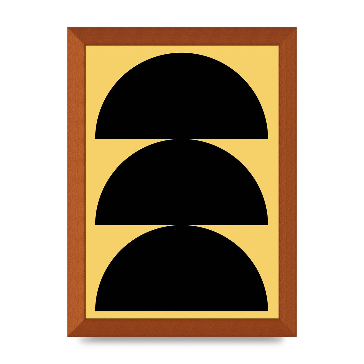 Yellow Black Disc Abstract Two Printed Poster - A4 framed