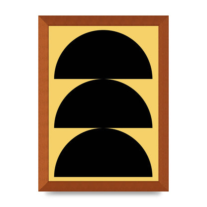 Yellow Black Disc Abstract Two Printed Poster - A4 framed