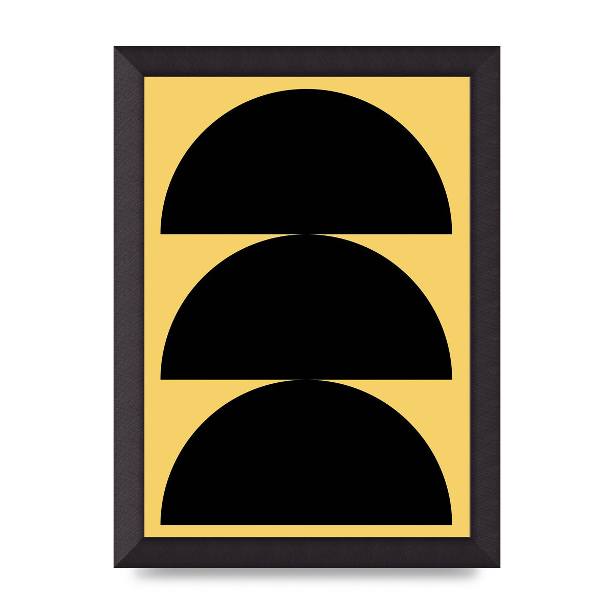 Yellow Black Disc Abstract Two Printed Poster - A4 framed