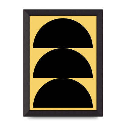Yellow Black Disc Abstract Two Printed Poster - A4 framed