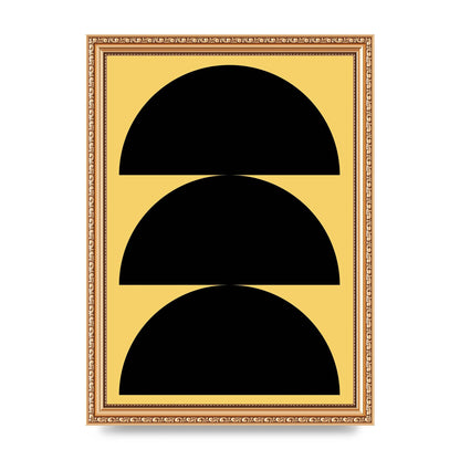 Yellow Black Disc Abstract Two Printed Poster - A4 framed
