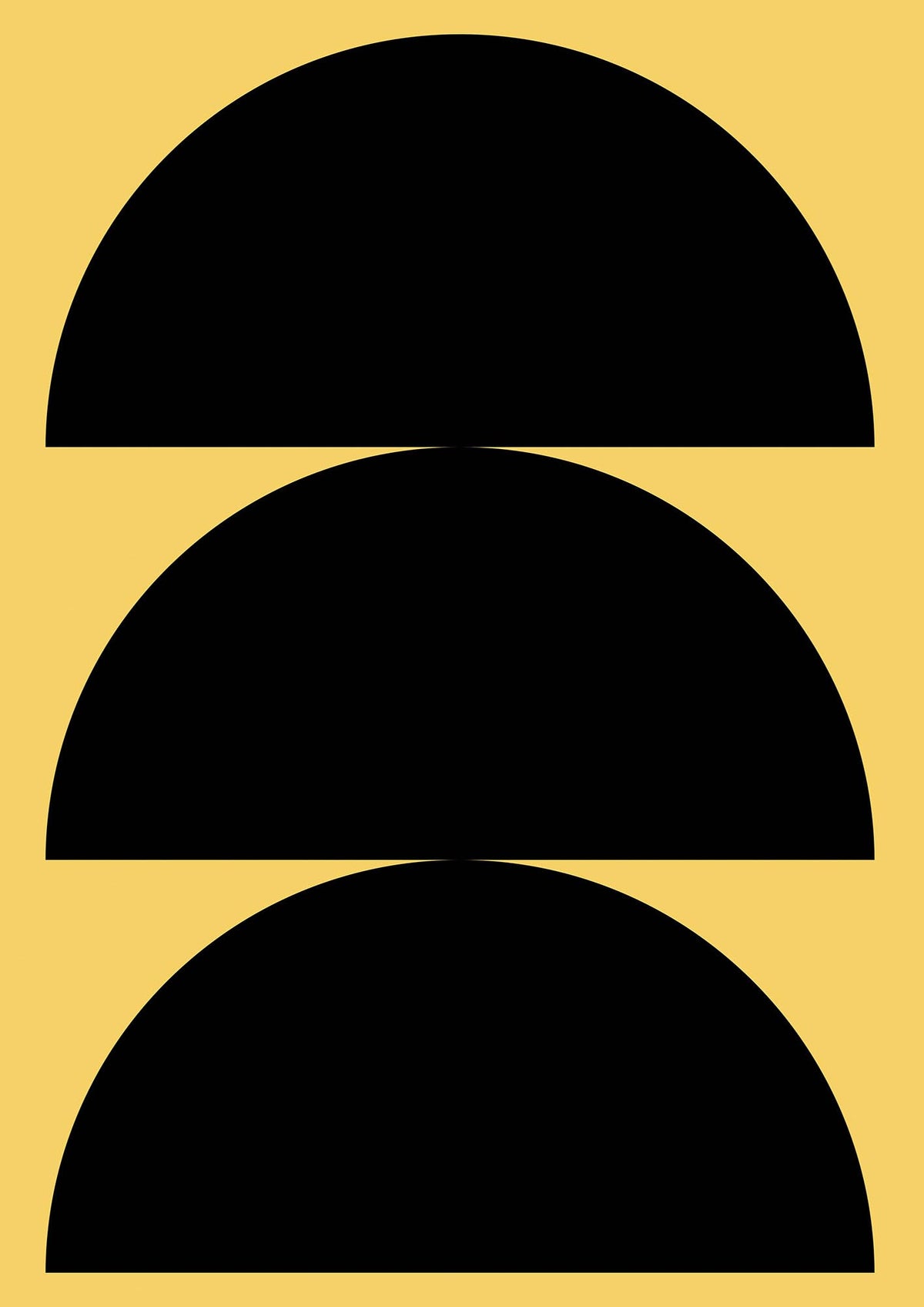 Yellow Black Disc Abstract Two Printed Poster - detail