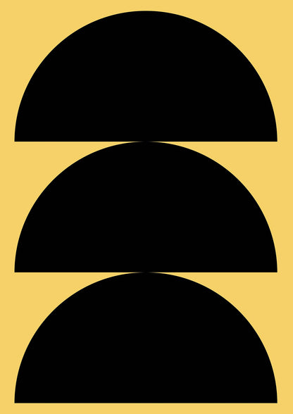 Yellow Black Disc Abstract Two Printed Poster - detail