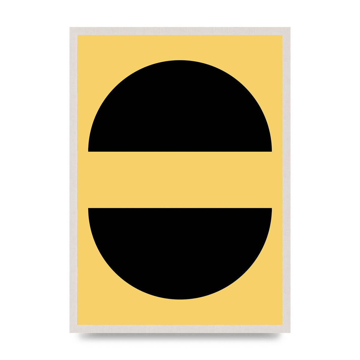 Yellow Black Disc Abstract Three Wall Art - A2 framed