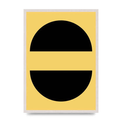 Yellow Black Disc Abstract Three Wall Art - A2 framed