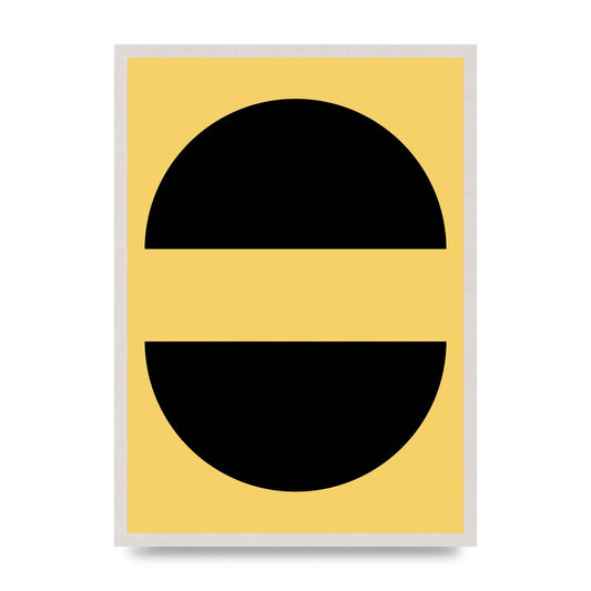 Yellow Black Disc Abstract Three Wall Art - A2 framed