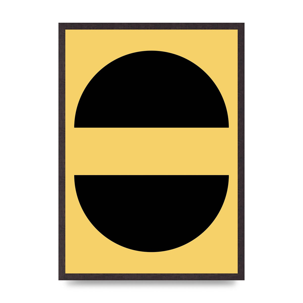 Yellow Black Disc Abstract Three Wall Art - A2 framed