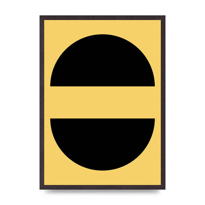 Yellow Black Disc Abstract Three Wall Art - A2 framed