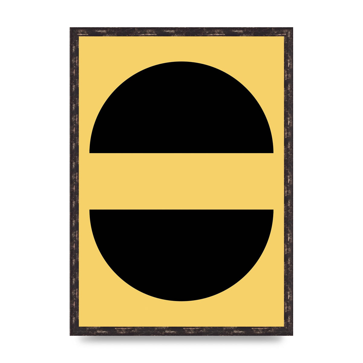 Yellow Black Disc Abstract Three Wall Art - A2 framed