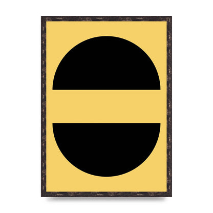 Yellow Black Disc Abstract Three Wall Art - A2 framed