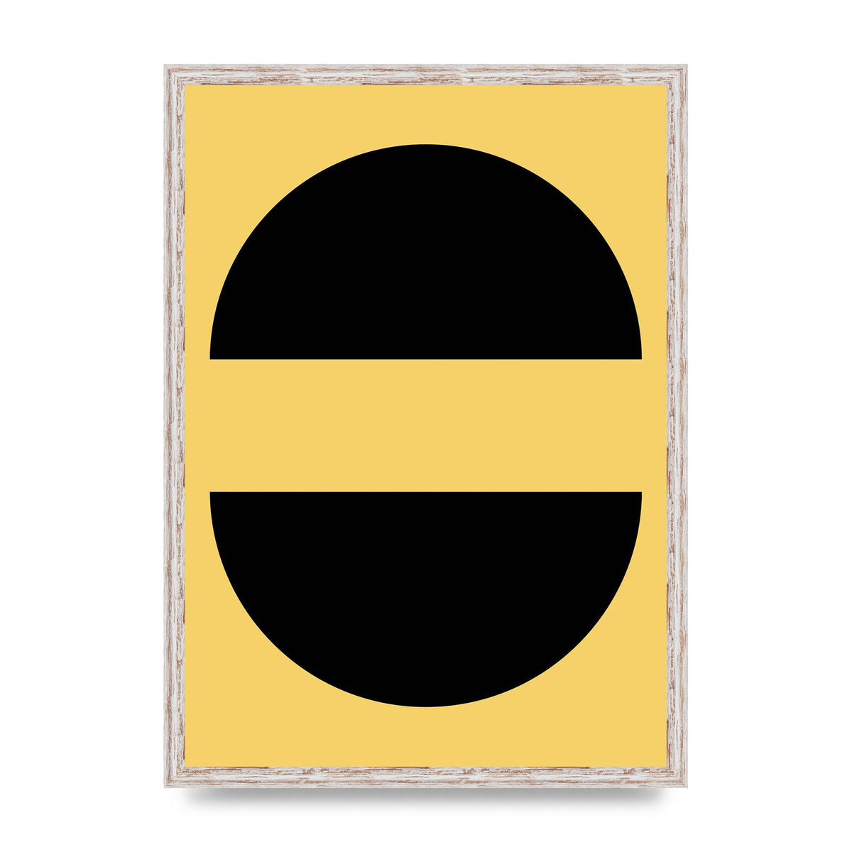 Yellow Black Disc Abstract Three Wall Art - A2 framed