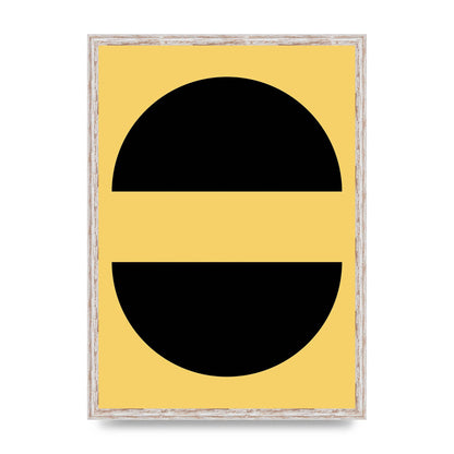 Yellow Black Disc Abstract Three Wall Art - A2 framed