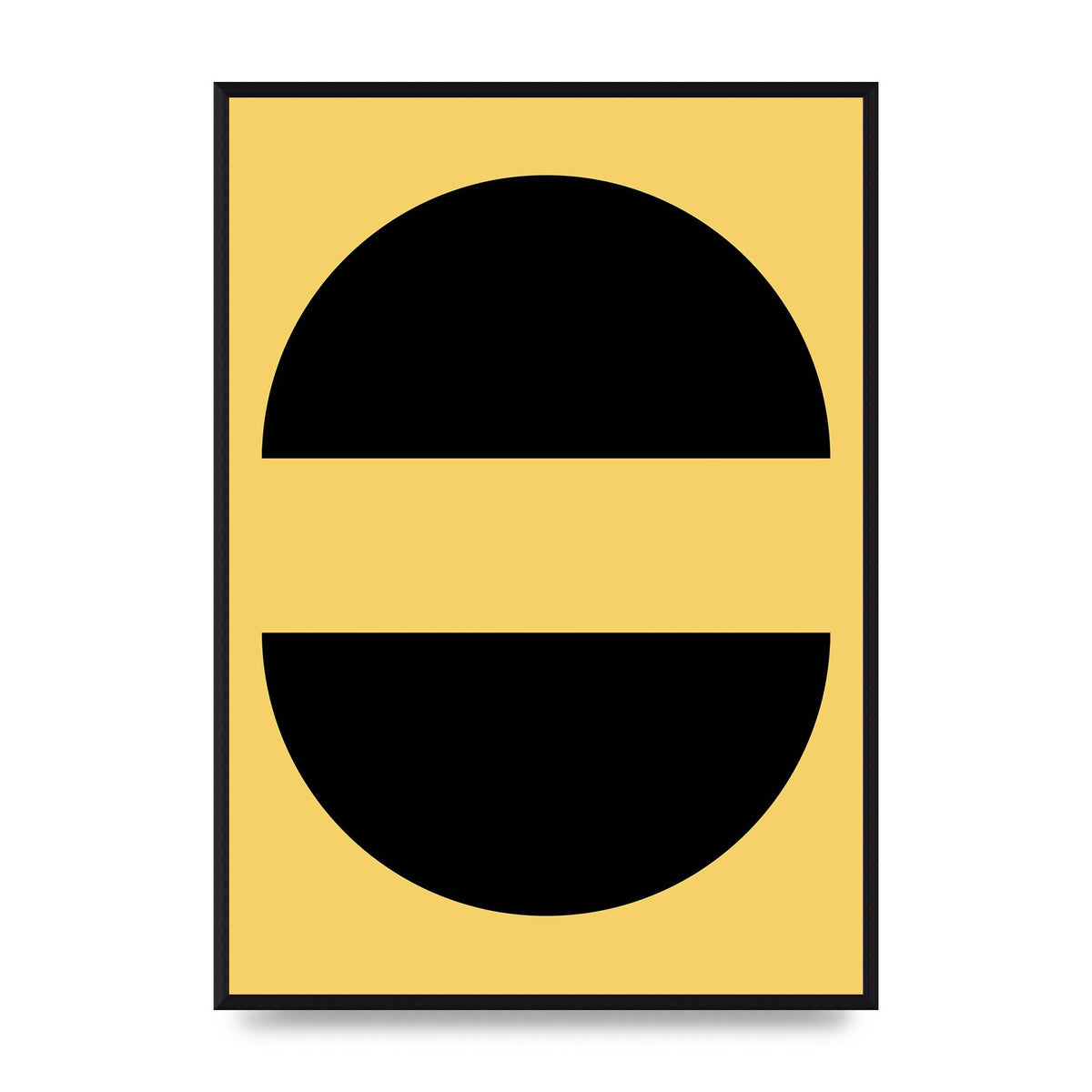 Yellow Black Disc Abstract Three Wall Art - A2 framed