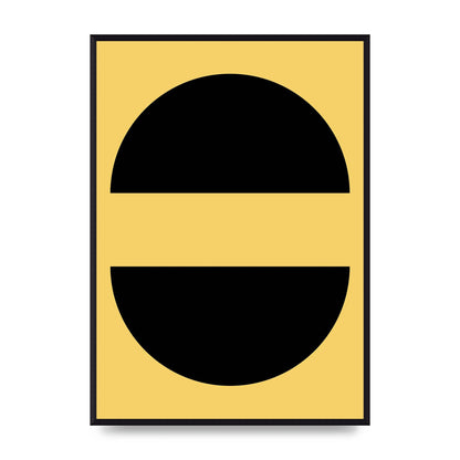 Yellow Black Disc Abstract Three Wall Art - A2 framed