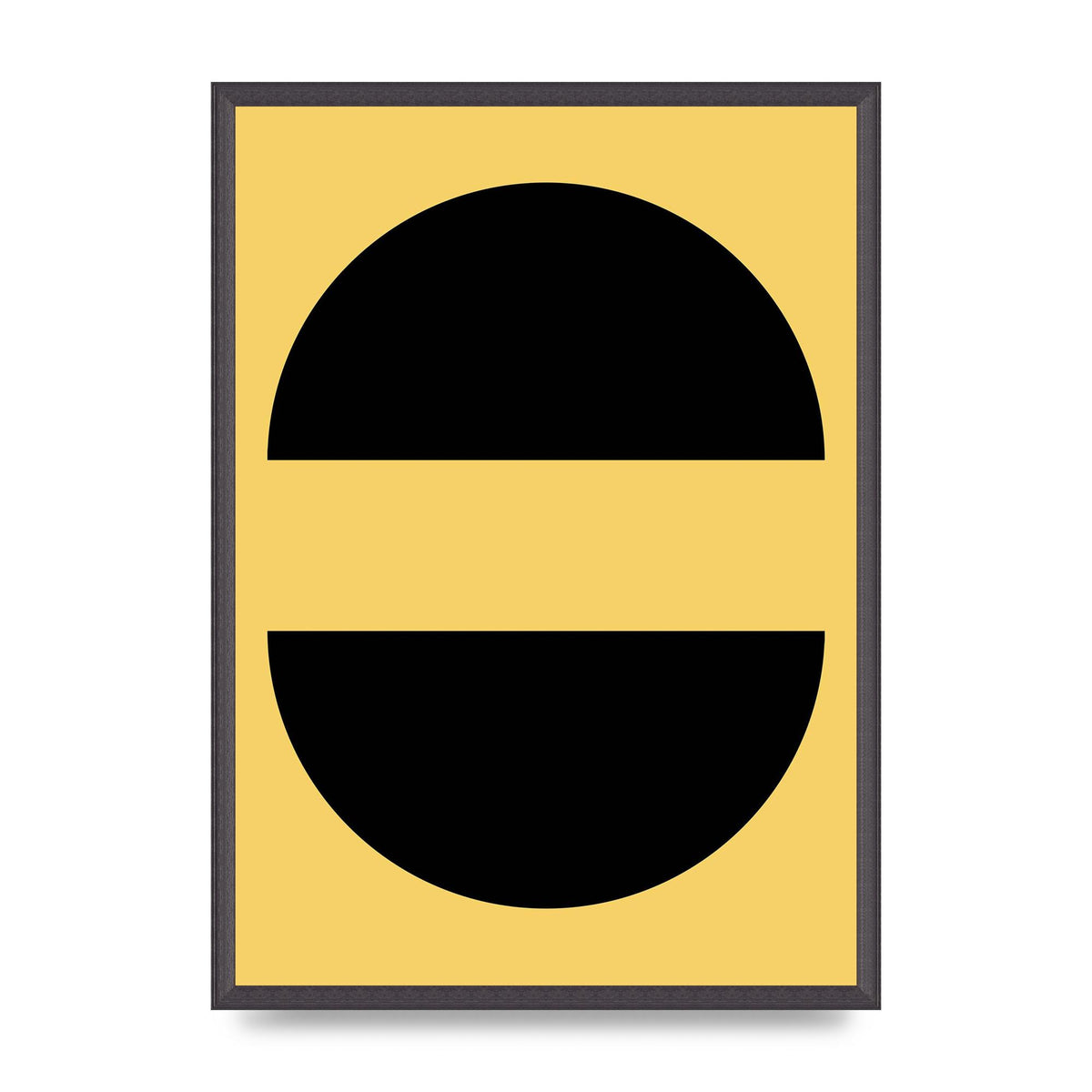 Yellow Black Disc Abstract Three Wall Art - A2 framed