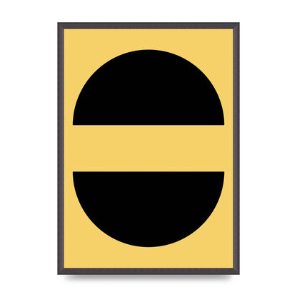 Yellow Black Disc Abstract Three Wall Art - A2 framed