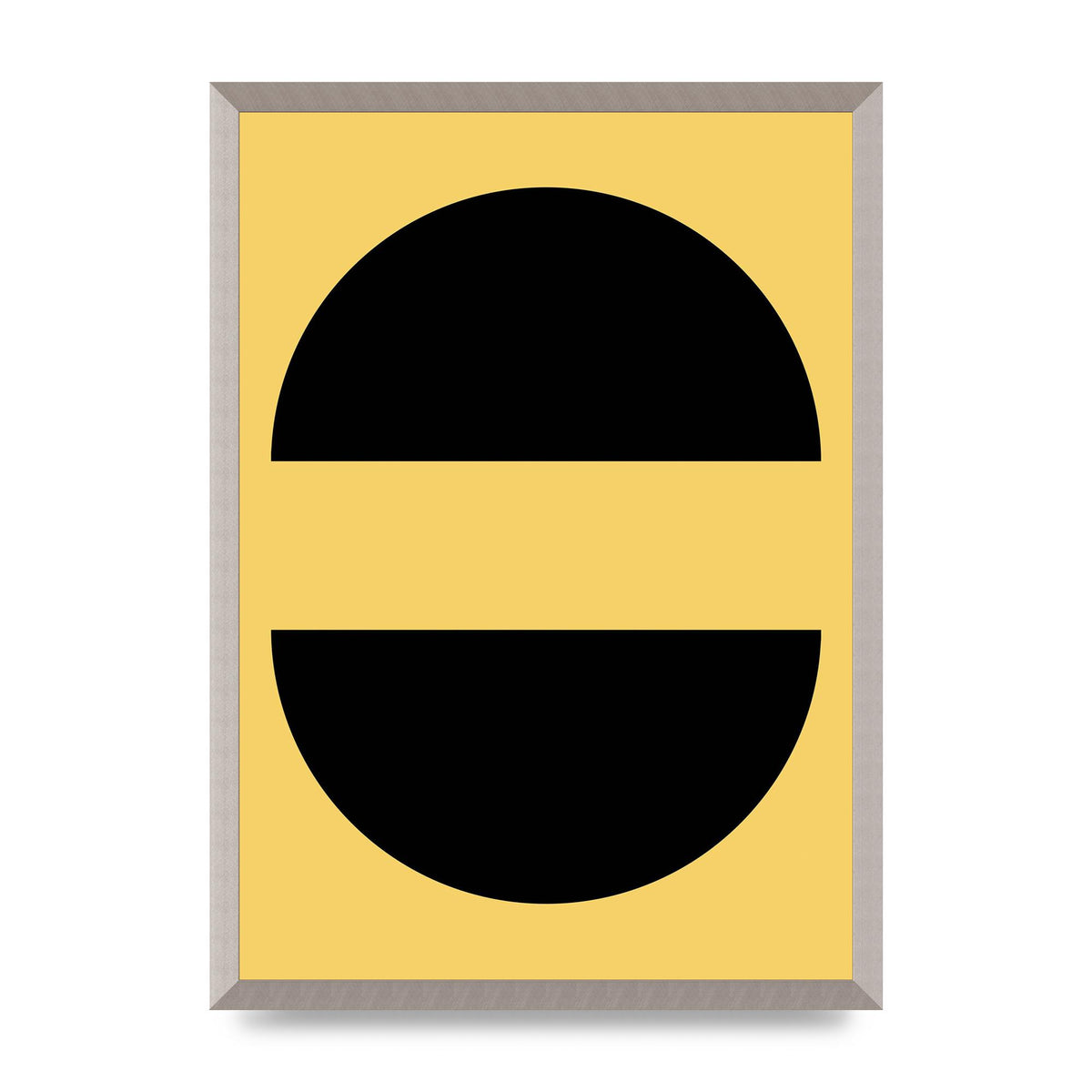 Yellow Black Disc Abstract Three Wall Art - A2 framed