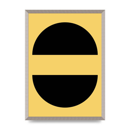 Yellow Black Disc Abstract Three Wall Art - A2 framed