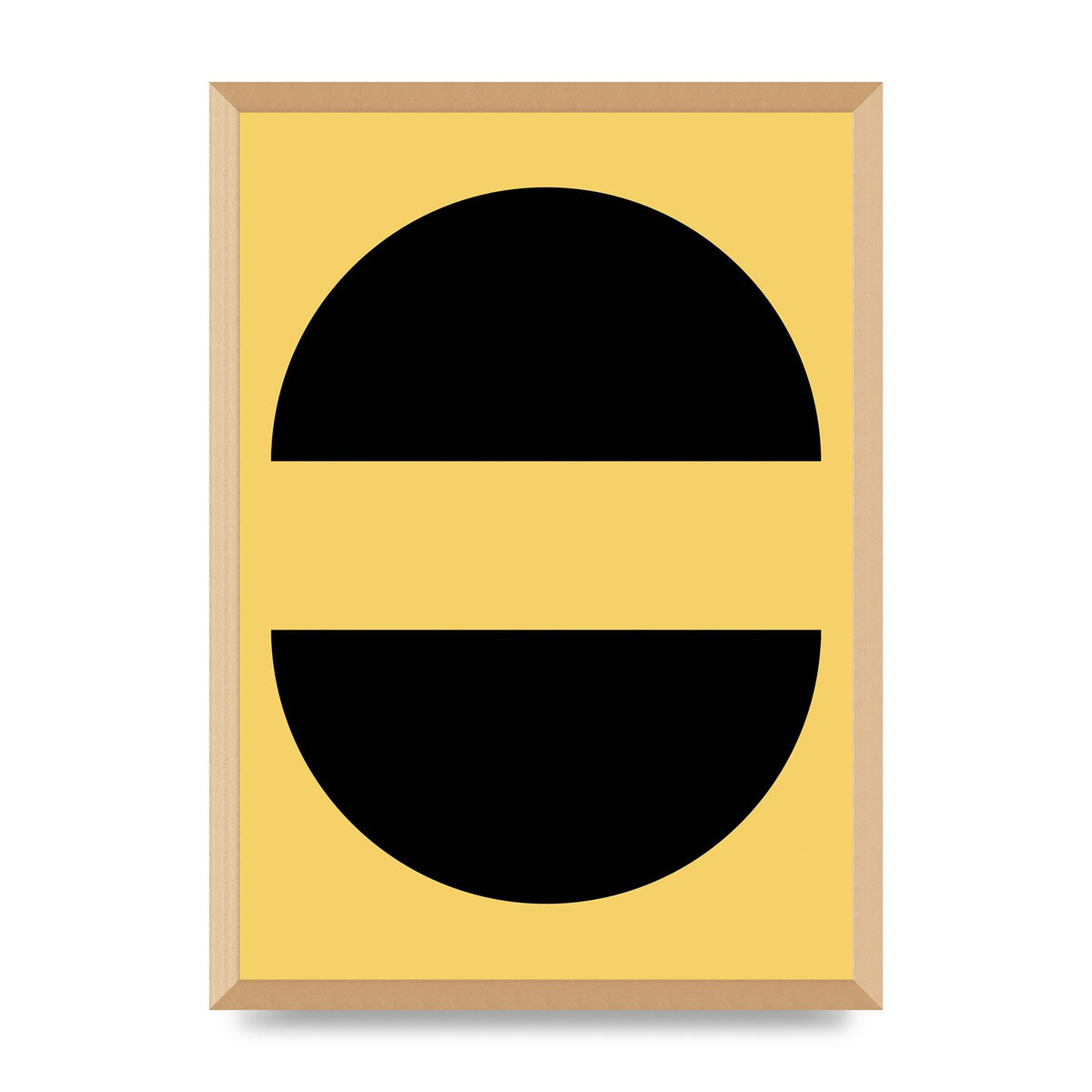 Yellow Black Disc Abstract Three Wall Art - A2 framed