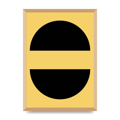 Yellow Black Disc Abstract Three Wall Art - A2 framed