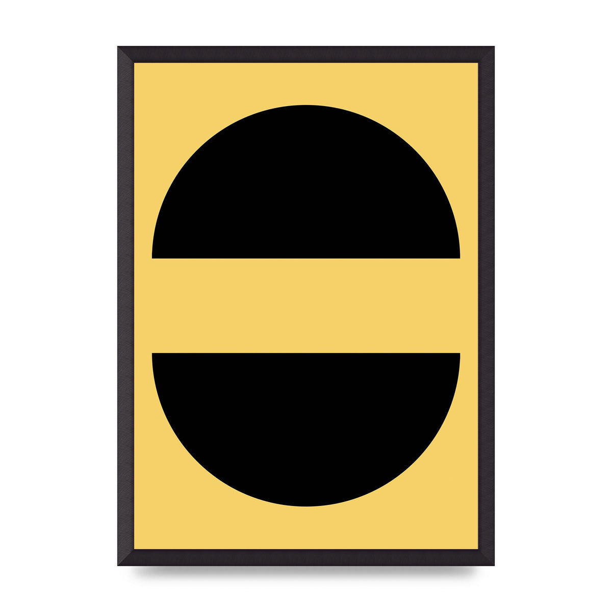 Yellow Black Disc Abstract Three Wall Art - A2 framed