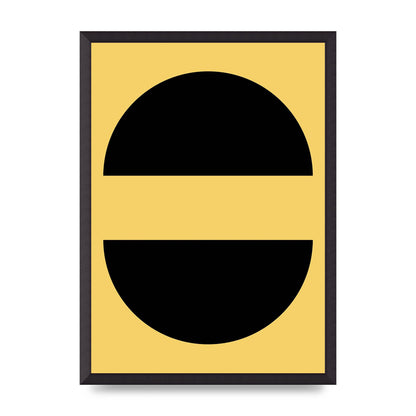 Yellow Black Disc Abstract Three Wall Art - A2 framed